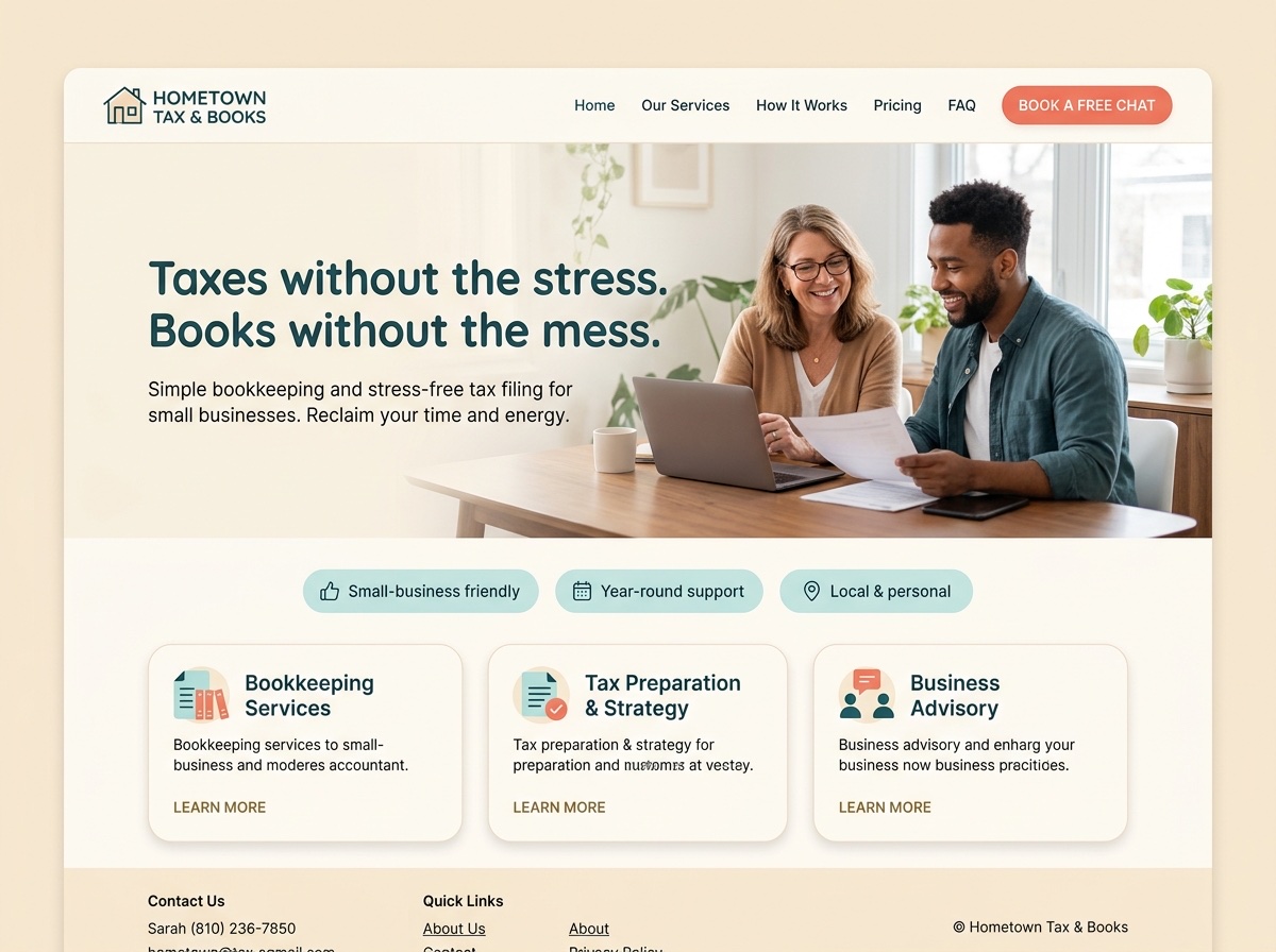 Hometown Tax & Books — Accountants website design