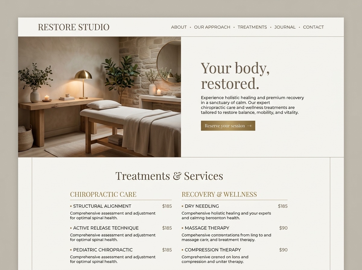 Restore Studio — Chiropractors website design
