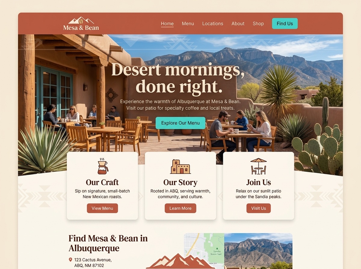 Mesa & Bean — Coffee Shops website design