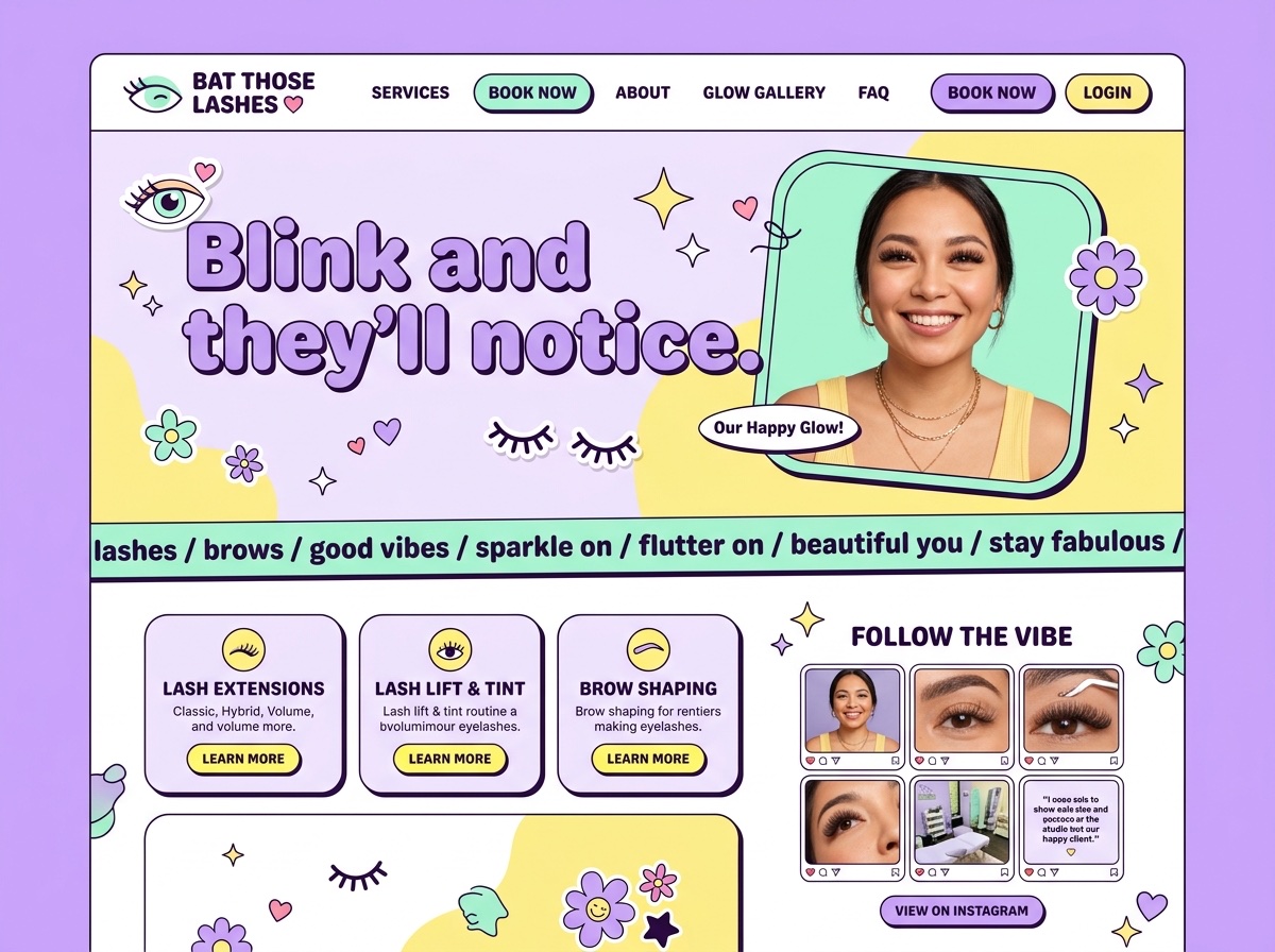 Bat Those Lashes — Eyelashes website design