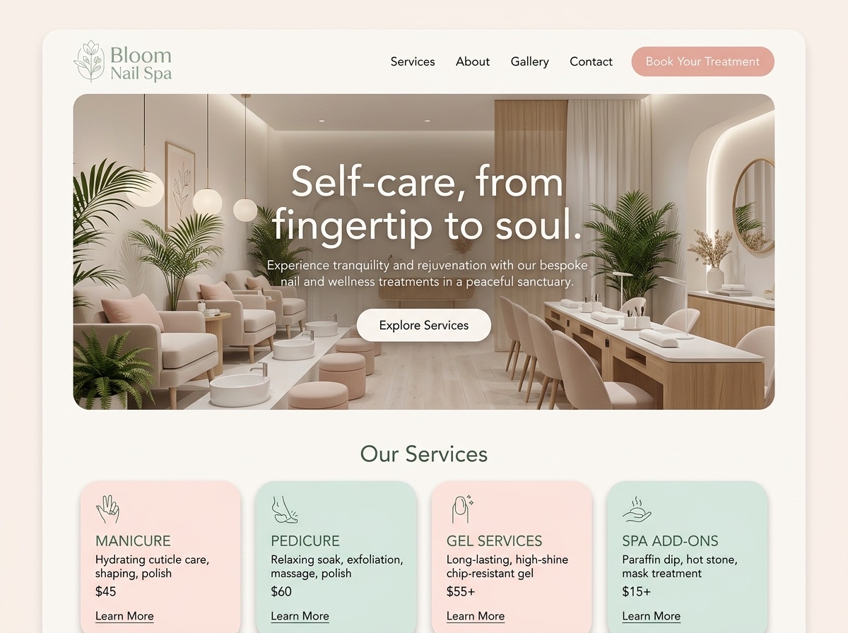 Bloom Nail Spa — Nail Salons website design