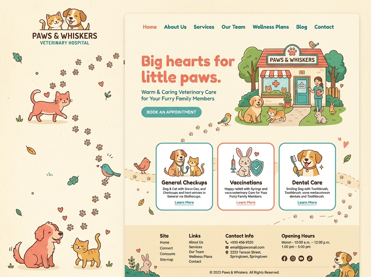 Storybook — Vets & Grooming website design