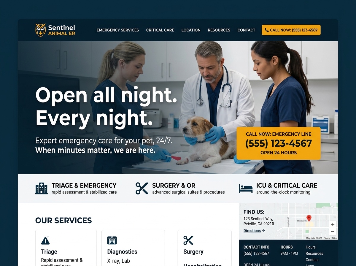 Sentinel ER — Vets & Grooming website design