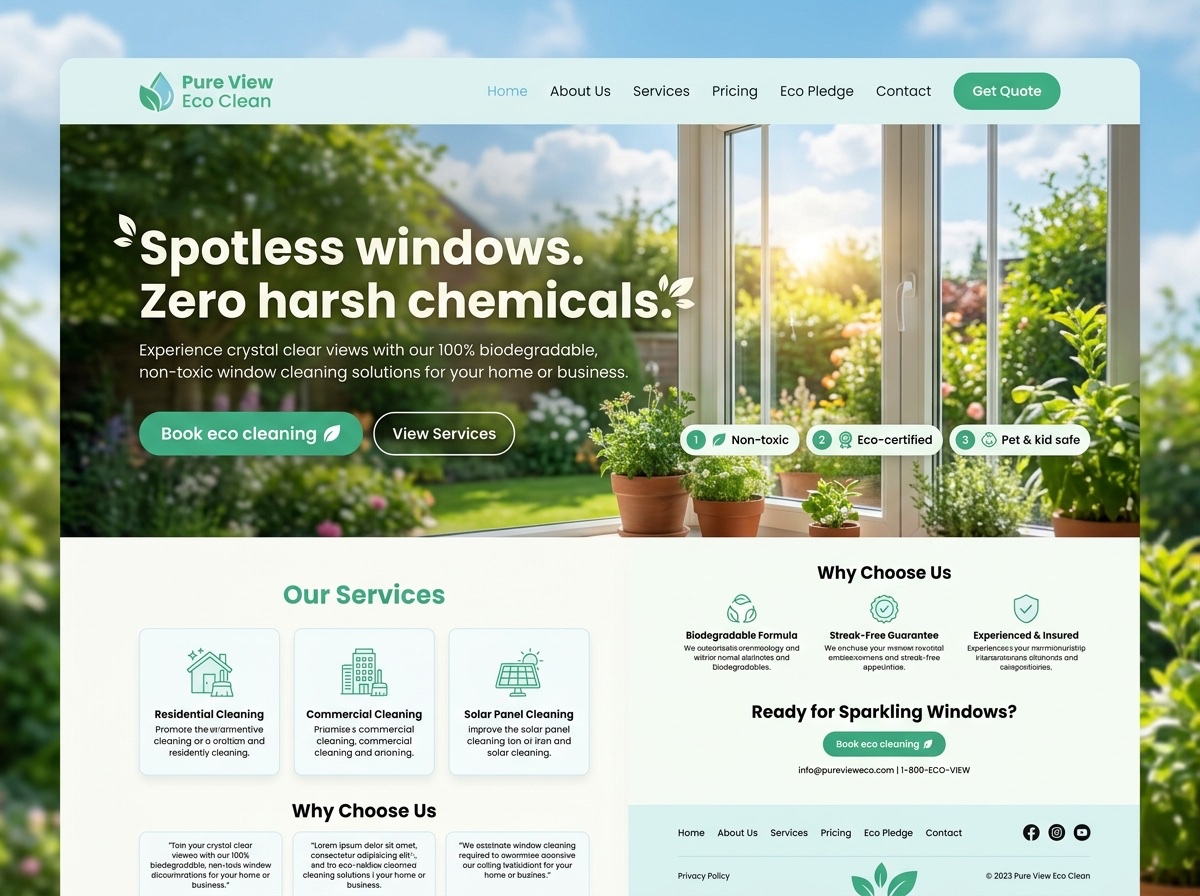 Pure View Eco — Window Cleaners website design